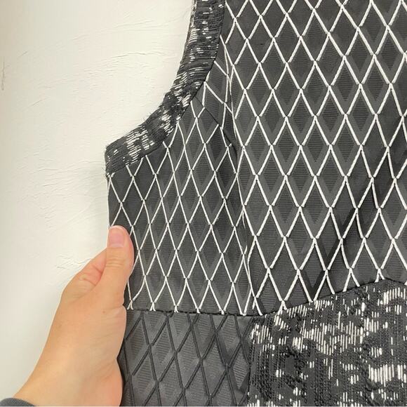 Jonathan Simkhai Black & White Textured Patchwork Style Fit & Flare Mini Dress 6 - Picture 2 of 11